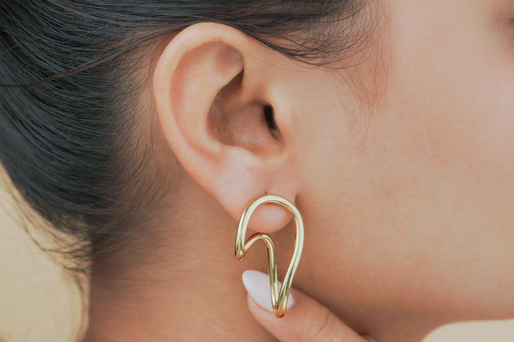 Double Loop Gold Statement Earrings