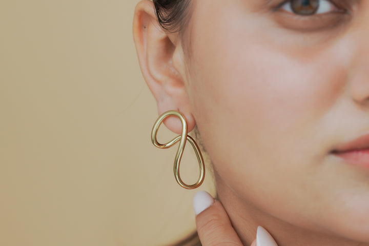 Double Loop Gold Statement Earrings