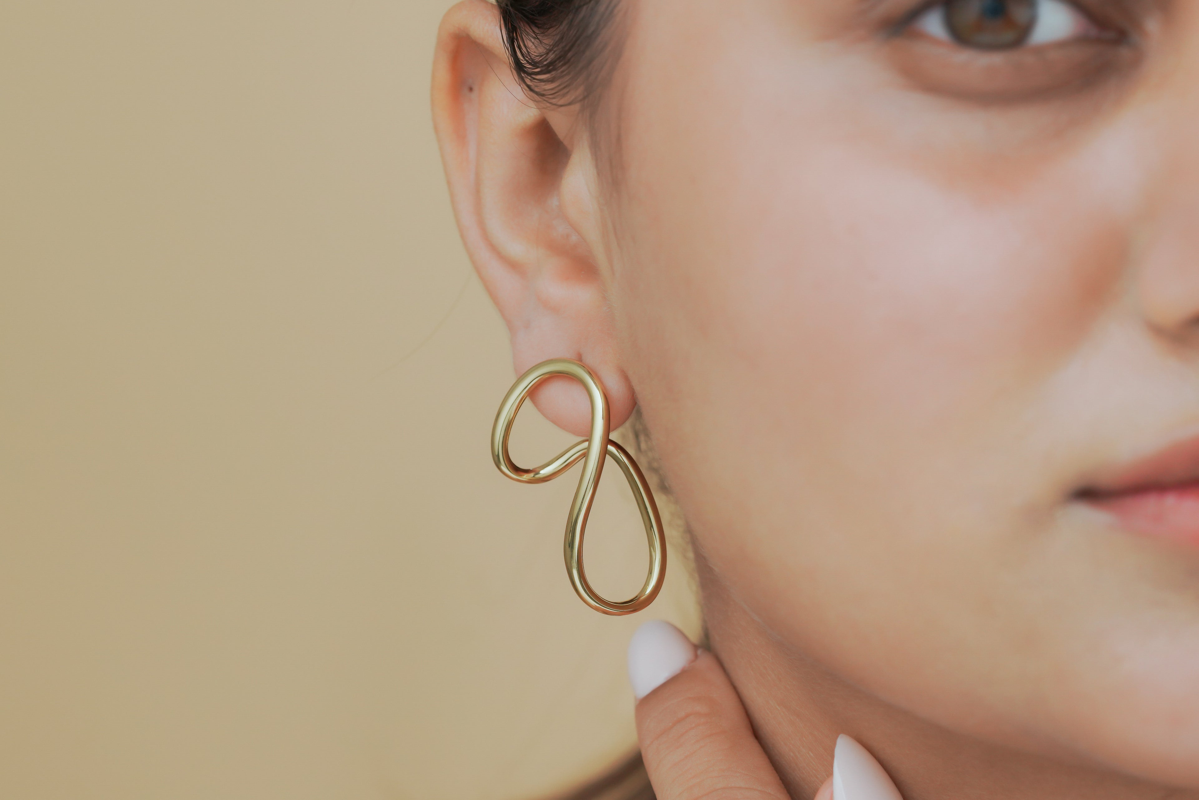 Double Loop Gold Statement Earrings