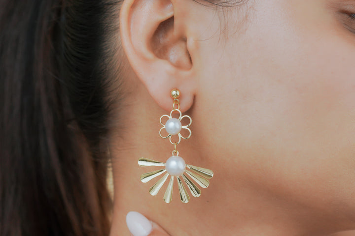Daisy Pearl Double Drop Earrings