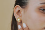 Textured Pearl Square Stud Earrings