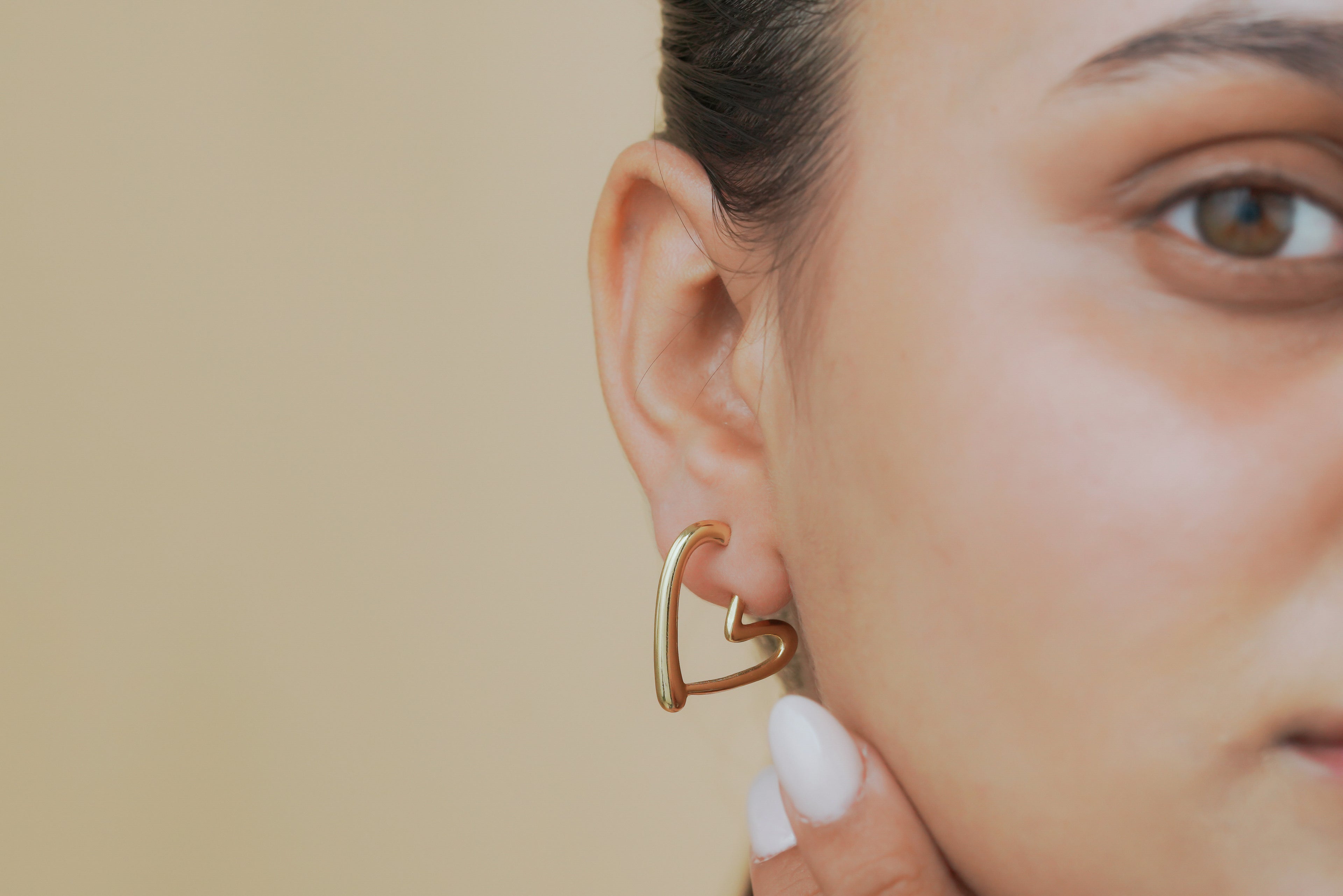 Open Heart Huggie Earrings