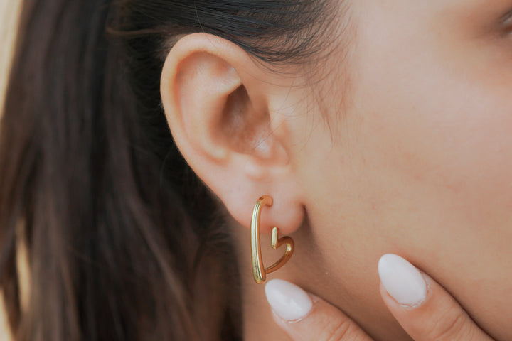 Open Heart Huggie Earrings