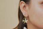 Floral Circle Crystal Drop Earrings