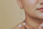 Oval Frame Double Pearl Drop Earrings