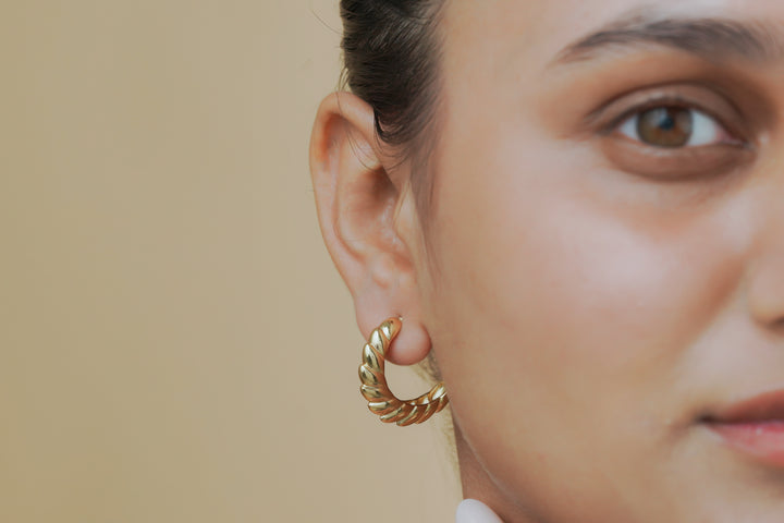 Braided Rope Huggie Hoop Earrings