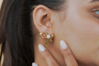 Ribbed Gold Bow & Pearl Stud Earrings
