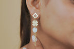 Clover, Pearl Shell & Chain Tassel Earrings