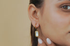 Mother-of-Pearl Rectangle Huggie Drop Earrings