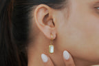 Mother-of-Pearl Rectangle Huggie Drop Earrings