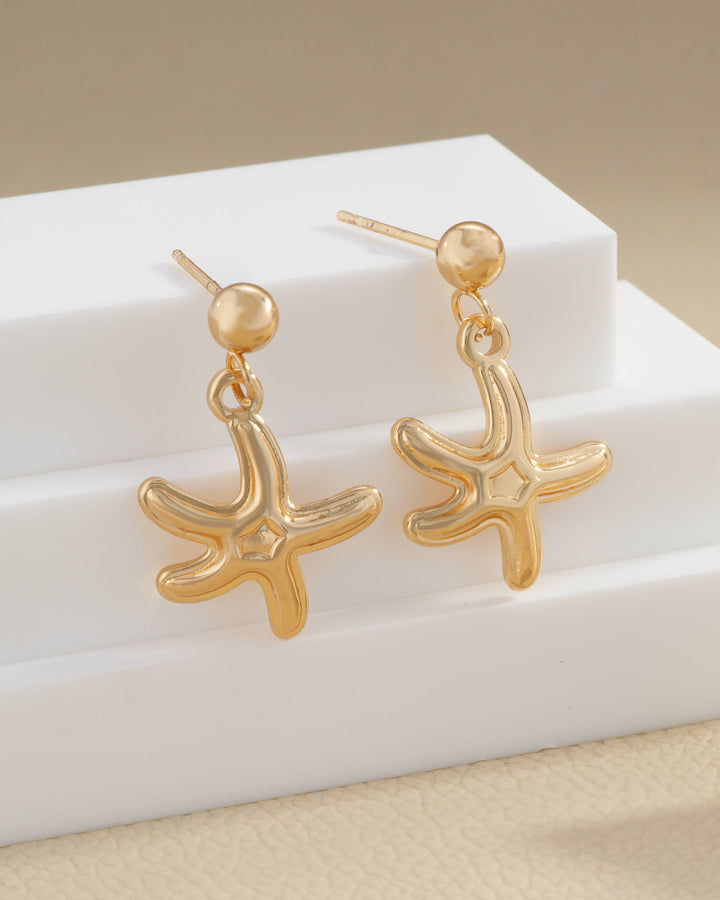 Gold Starfish Drop Earrings
