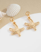 Gold Starfish Drop Earrings