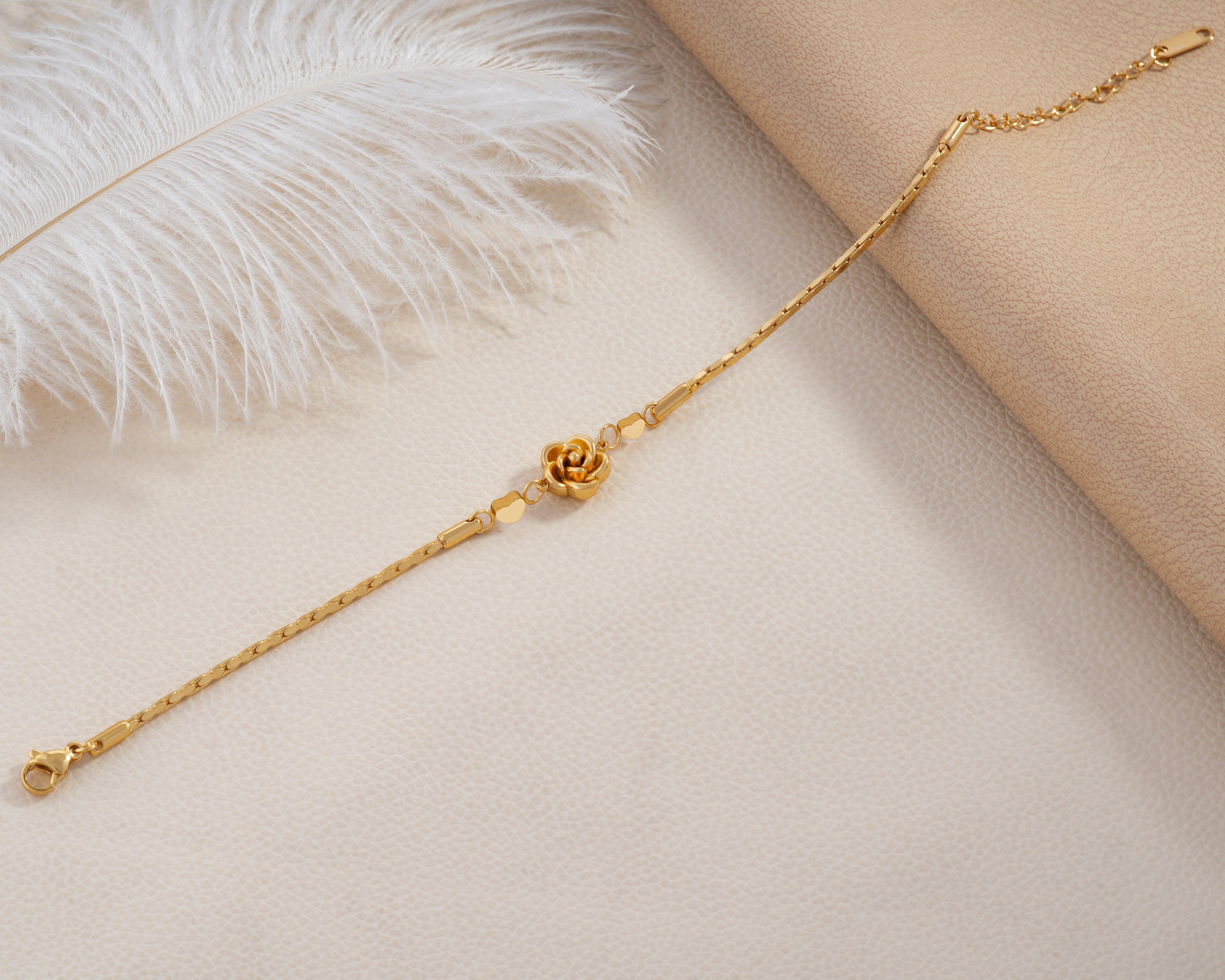 Golden Rose Heart Bracelet