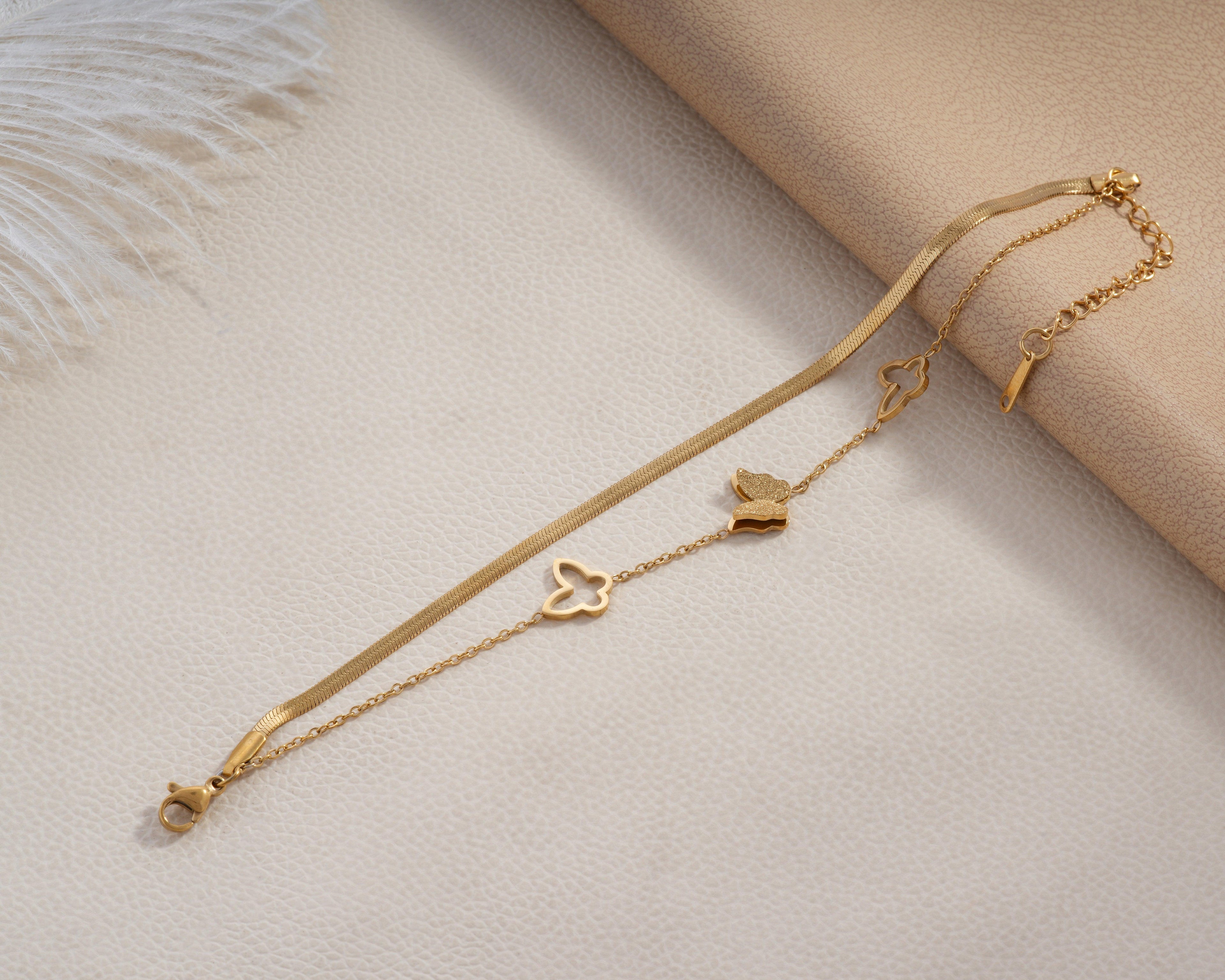 Gold Butterfly Snake Chain Duo