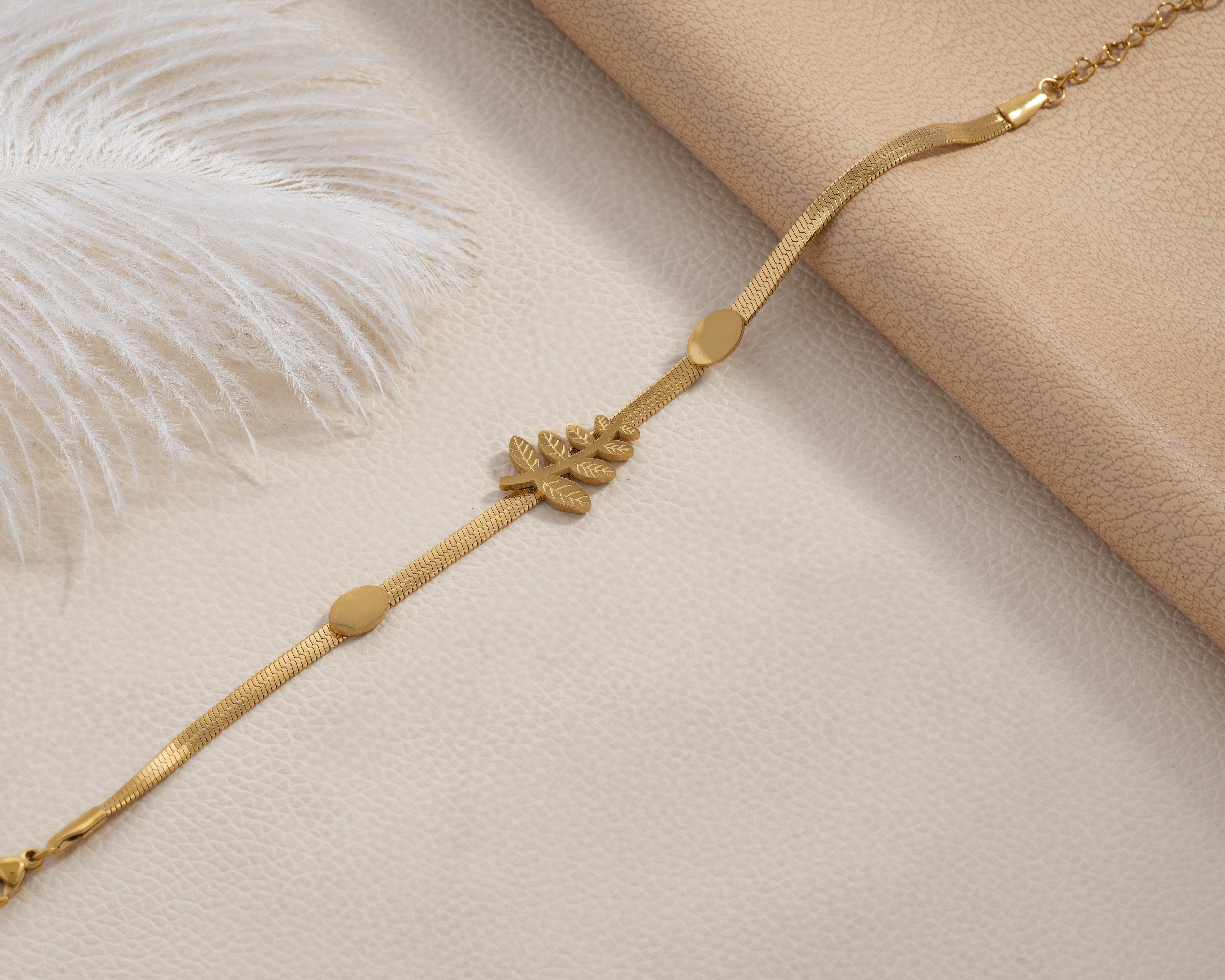 Olive Branch Herringbone Bracelet