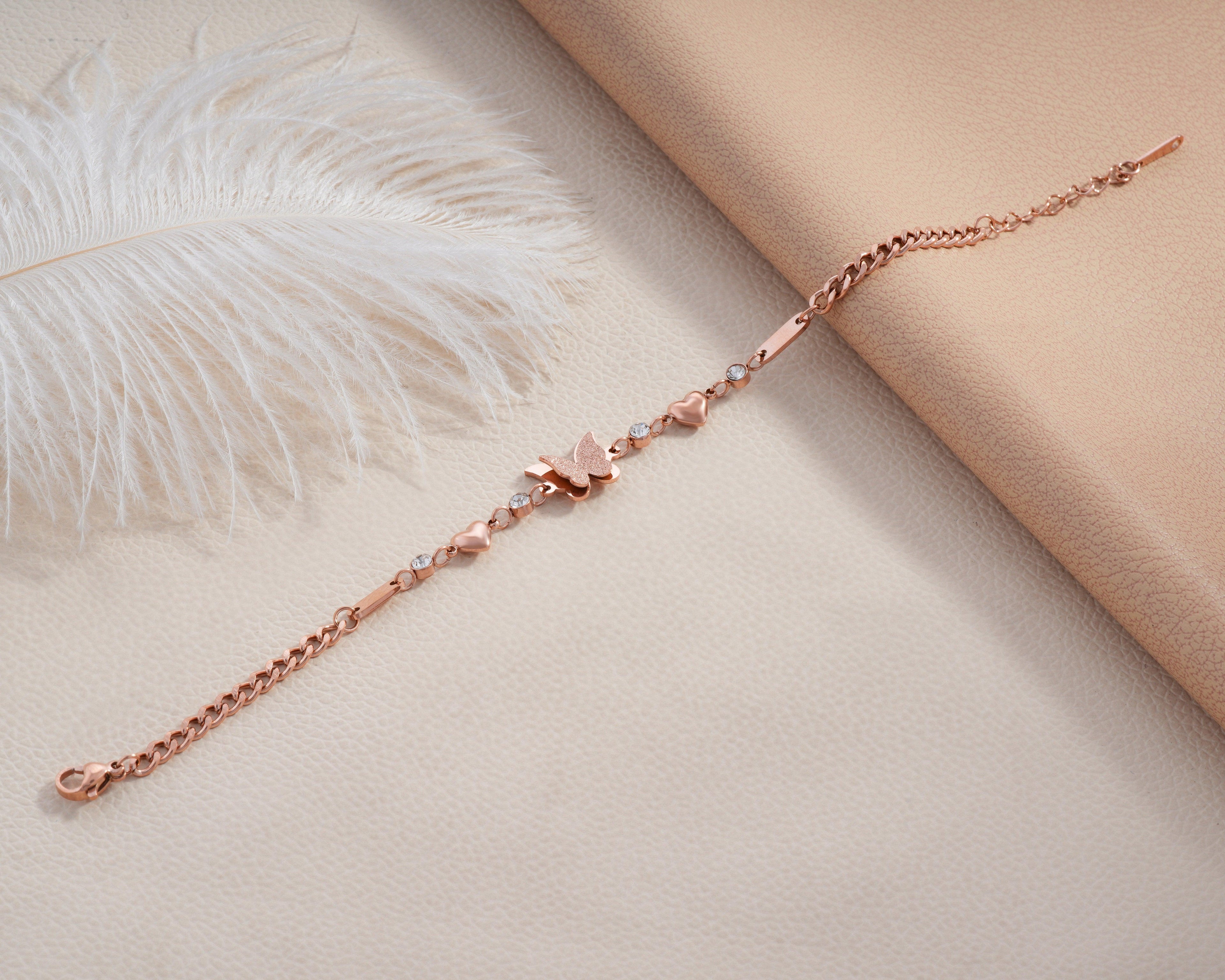 Rose Gold Butterfly Crystal Bracelet