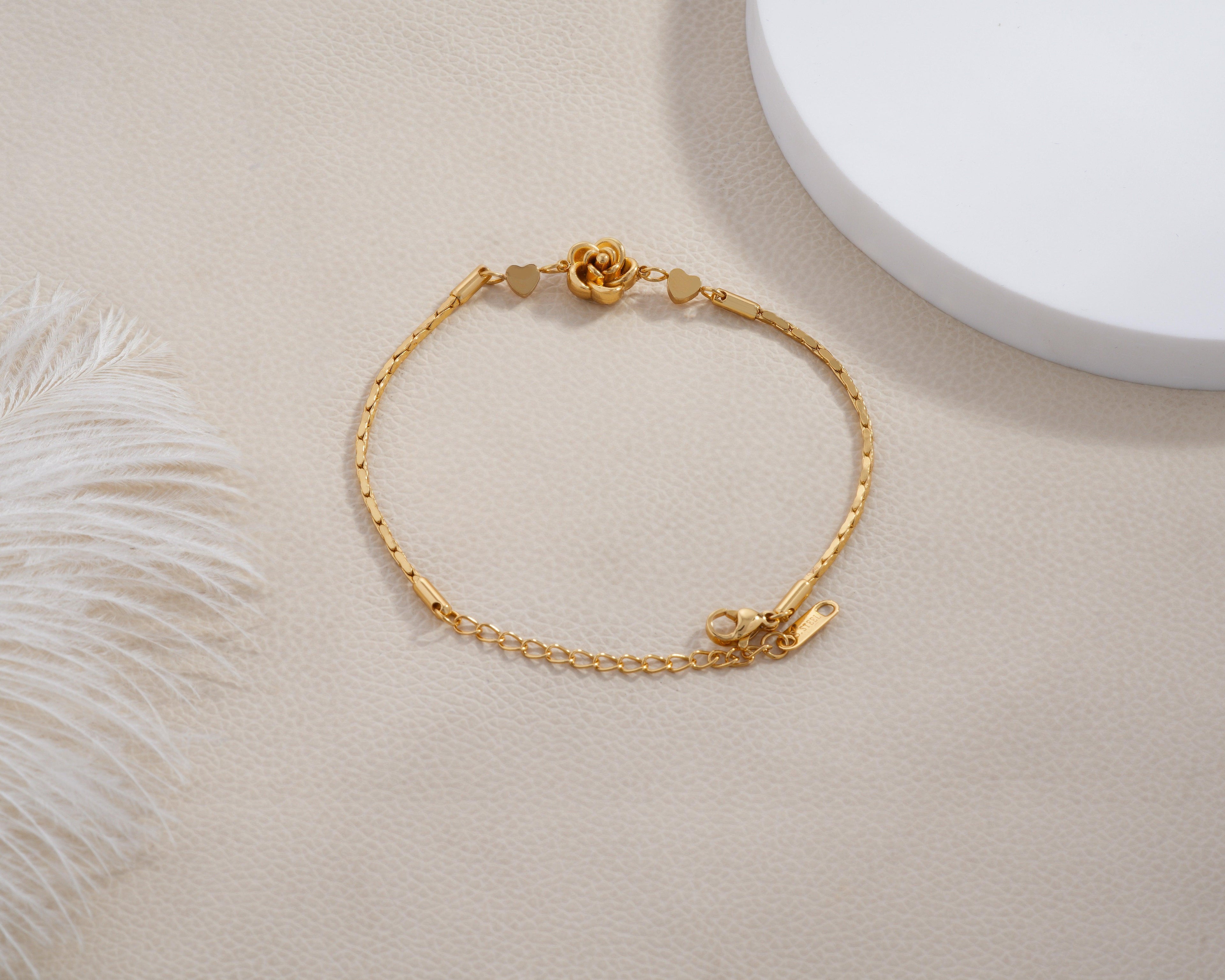 Golden Rose Heart Bracelet