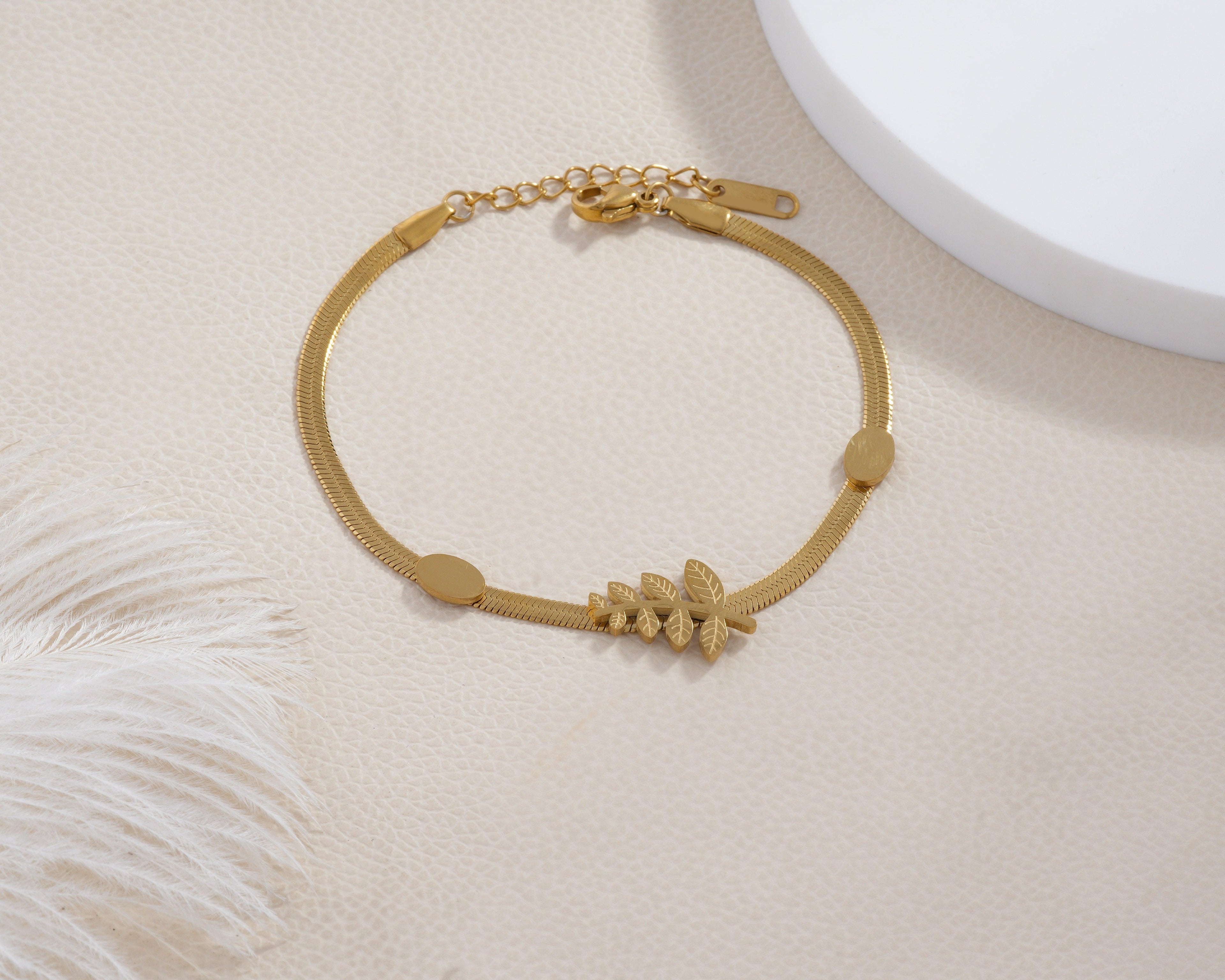 Olive Branch Herringbone Bracelet