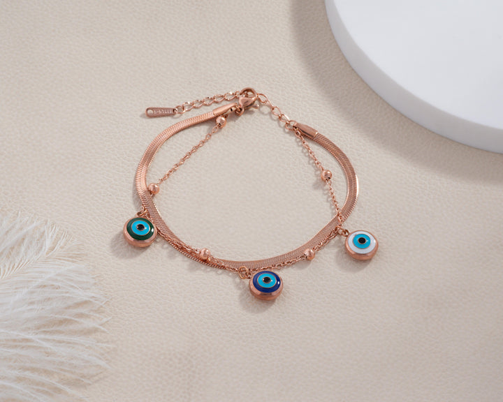 Dual Evil Eye Cuff Bracelet
