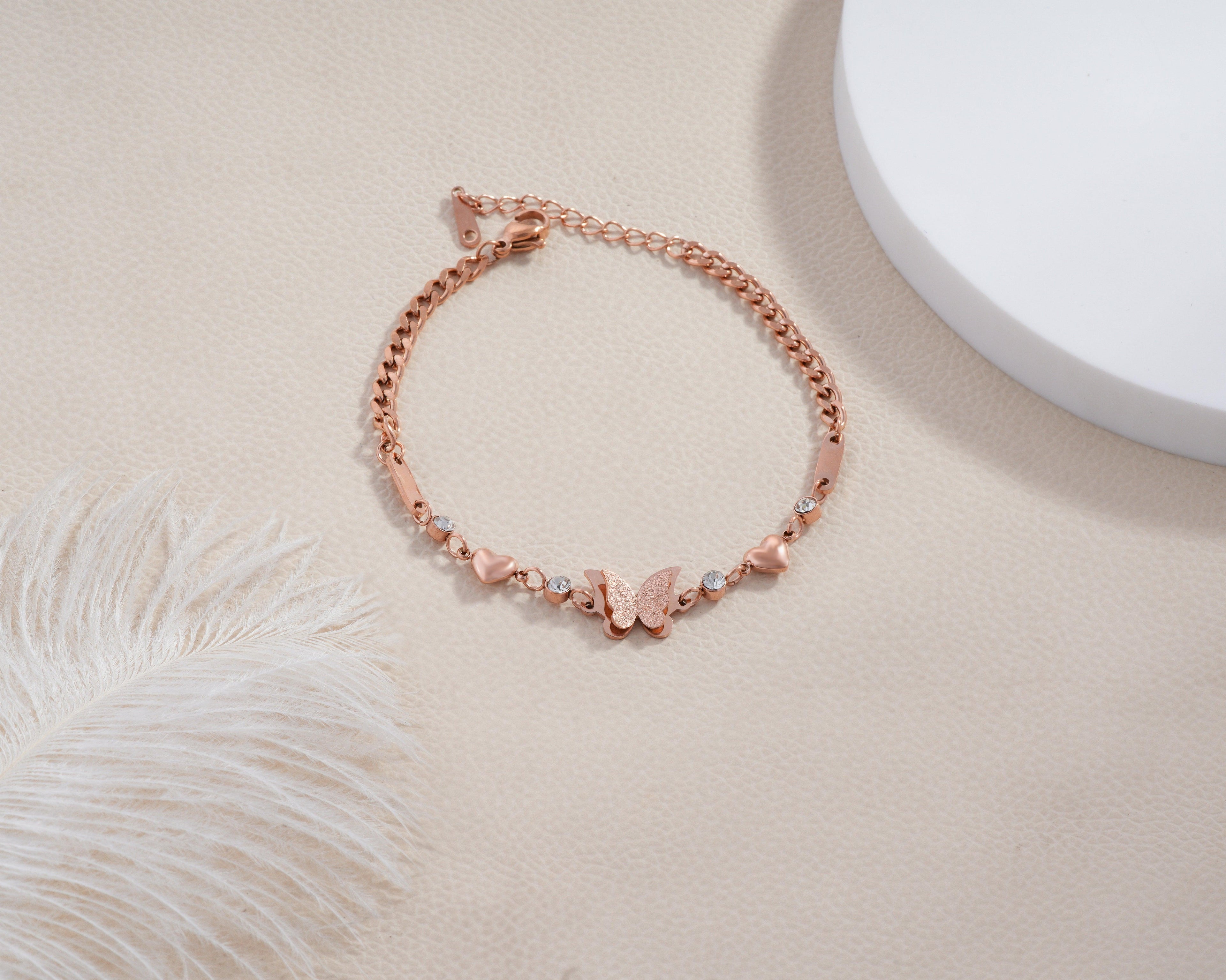Rose Gold Butterfly Crystal Bracelet