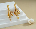 Geometric Bar & Pearl Charm Earrings