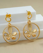 Floral Circle Crystal Drop Earrings
