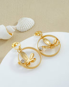 Floral Circle Crystal Drop Earrings