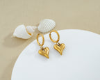 Puff Heart Huggie Drop Earrings