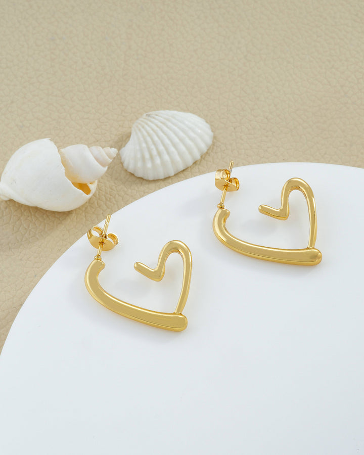 Open Heart Huggie Earrings