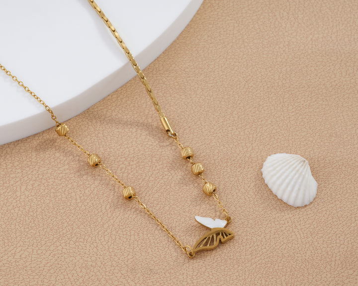 White Butterfly Station Necklace