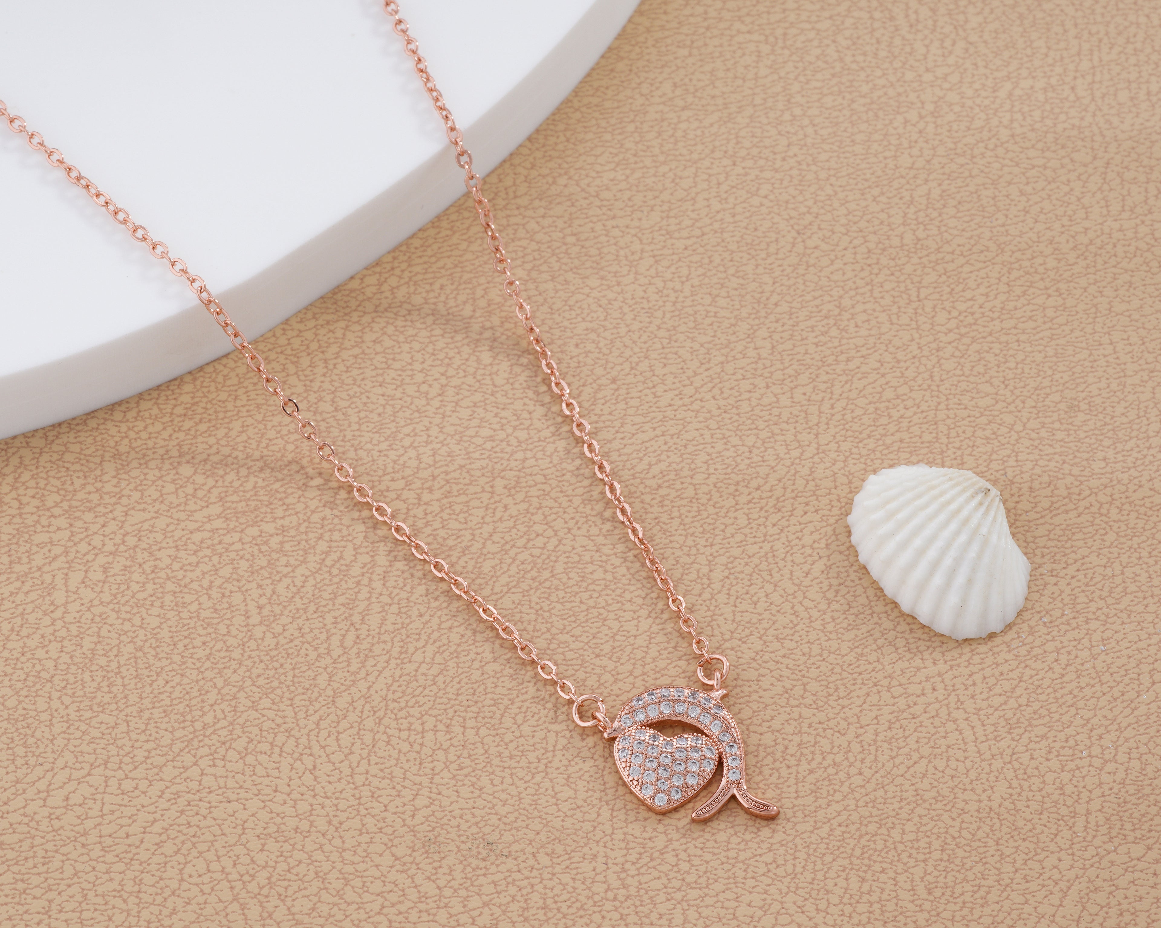Pavé Dolphin Heart Necklace