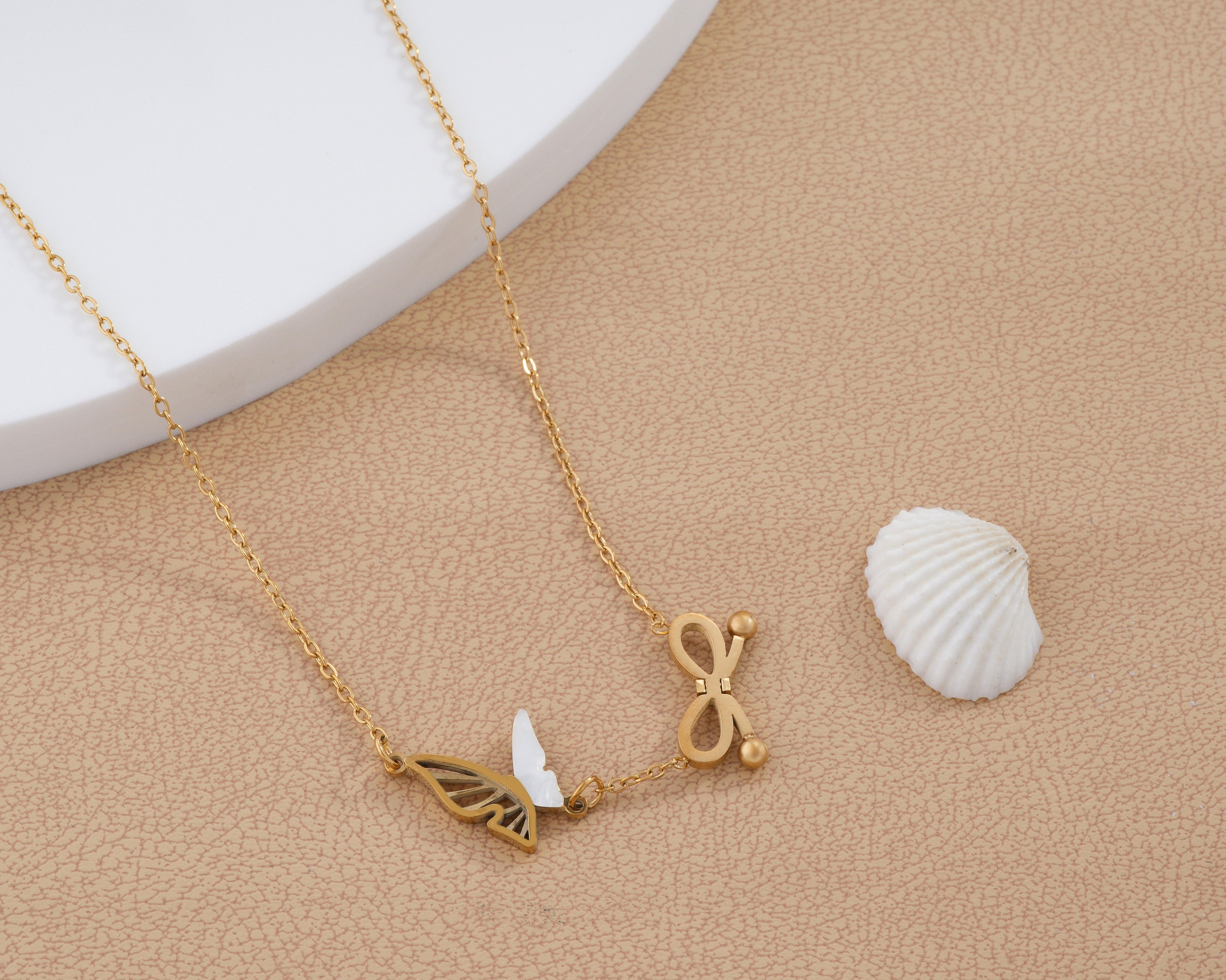Butterfly Bow Station Necklace