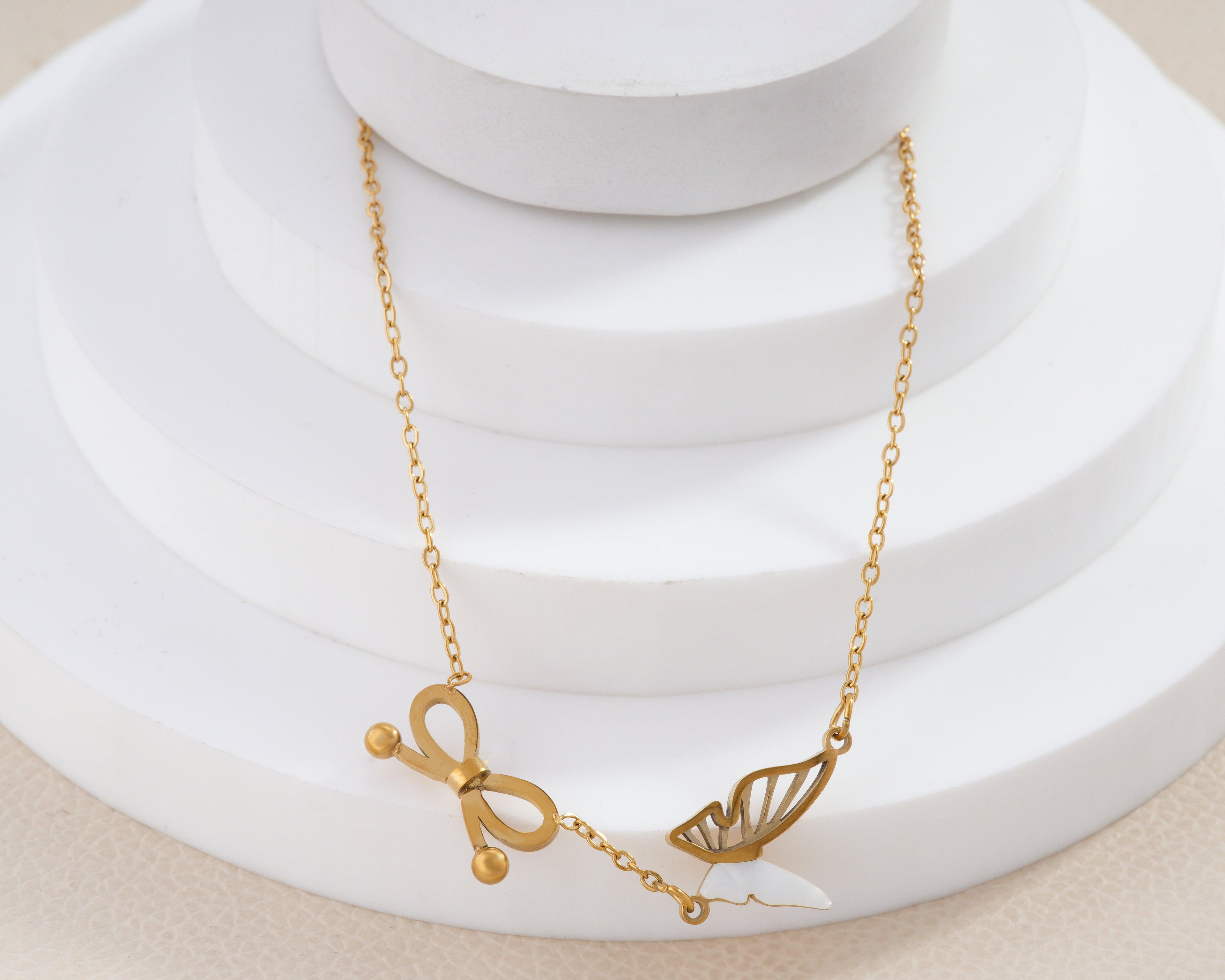 Butterfly Bow Station Necklace