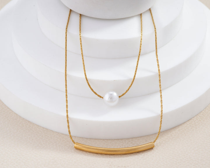 Pearl Bar Layered Necklace
