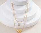 Puff Heart Solitaire Duo Necklace