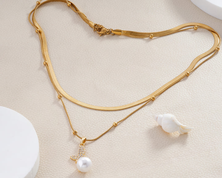 Butterfly Pearl Layered Necklace