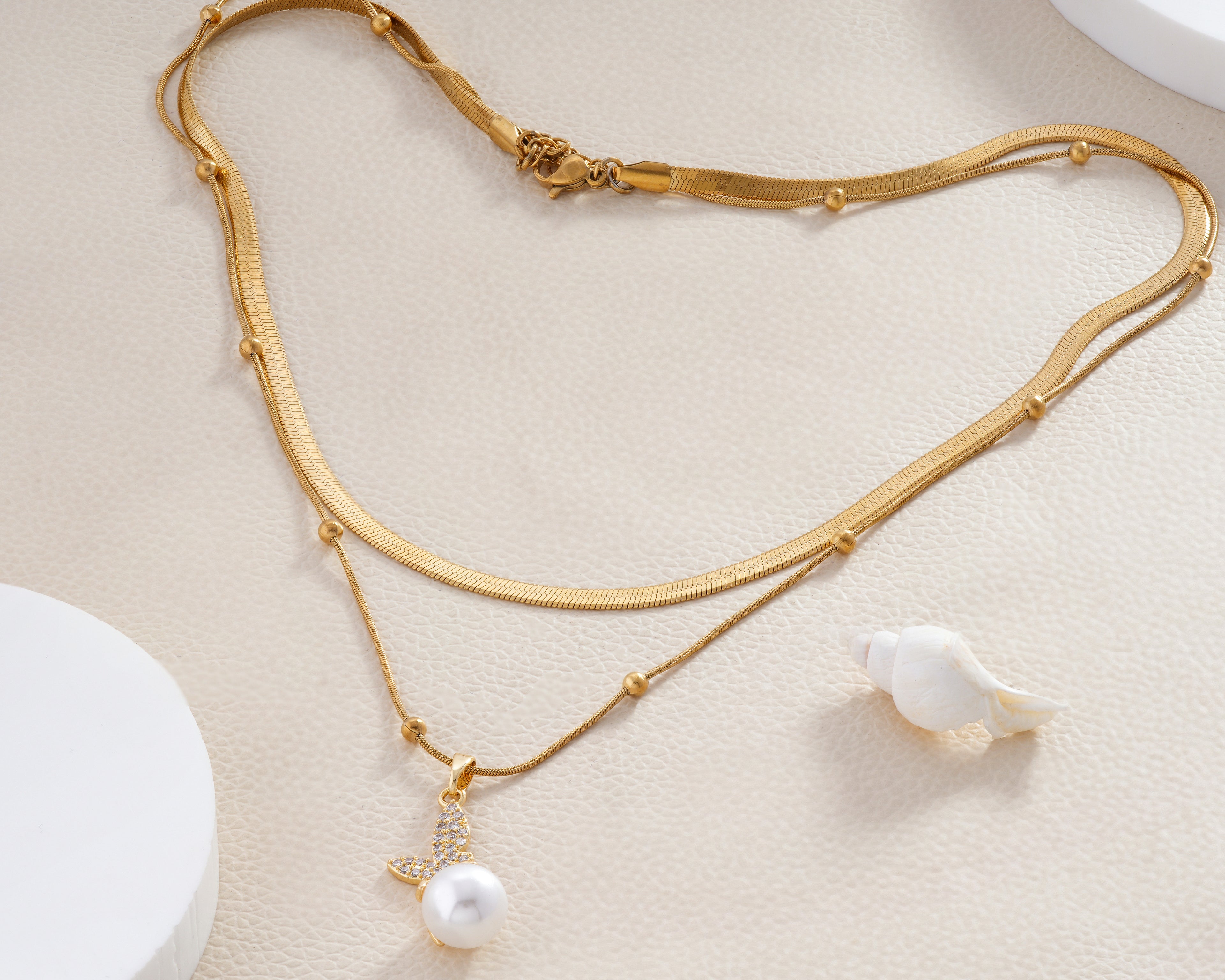 Butterfly Pearl Layered Necklace