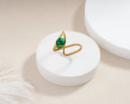 Green Stone Chevron Solitaire Ring