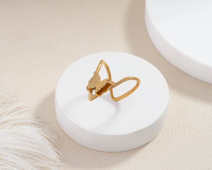 Textured Butterfly Chevron Ring