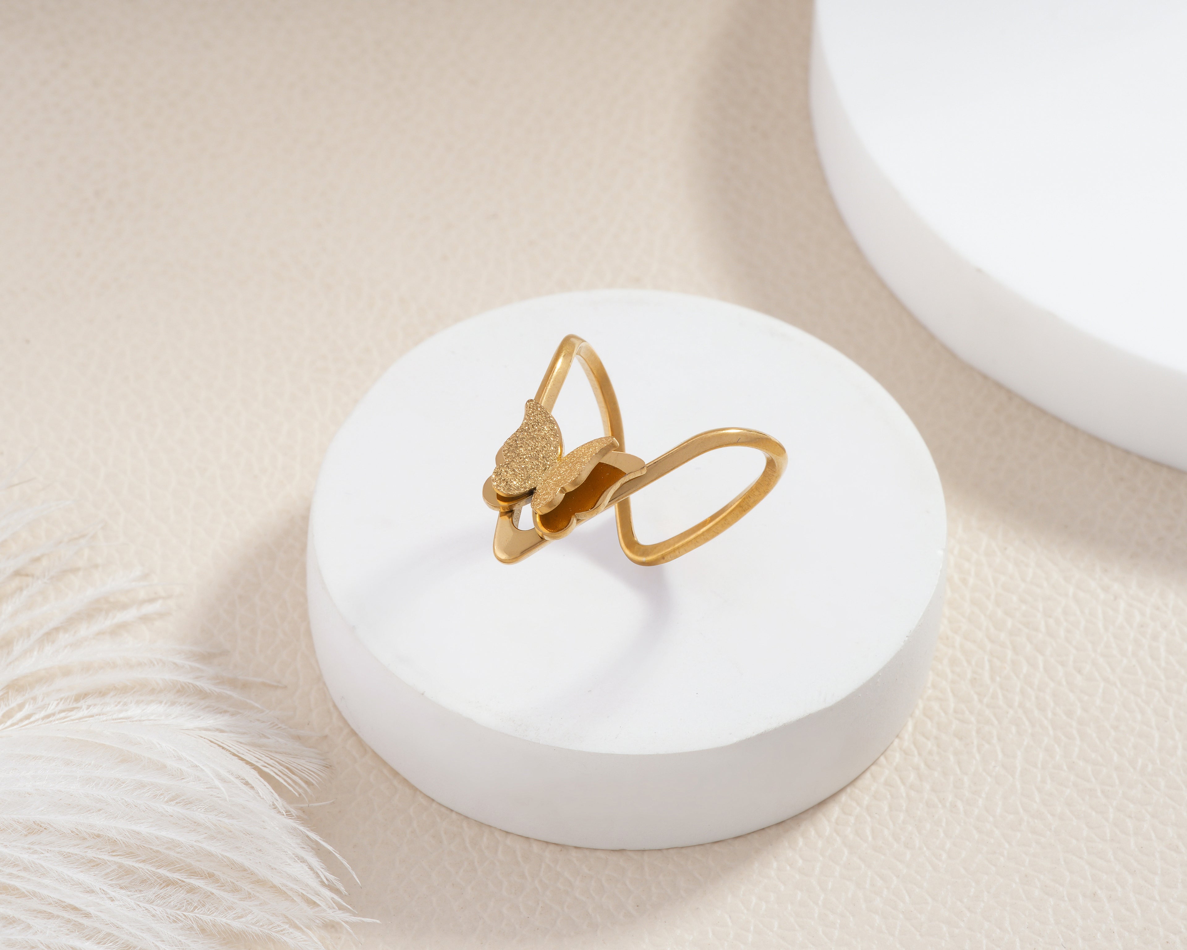 Textured Butterfly Chevron Ring